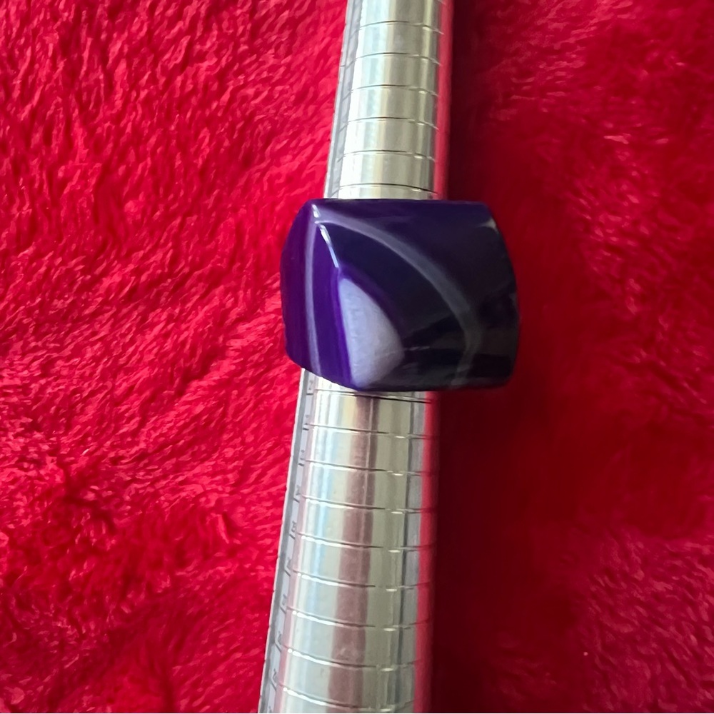 Polished Agate Striped Purple Ring Square - Picture 4 of 11